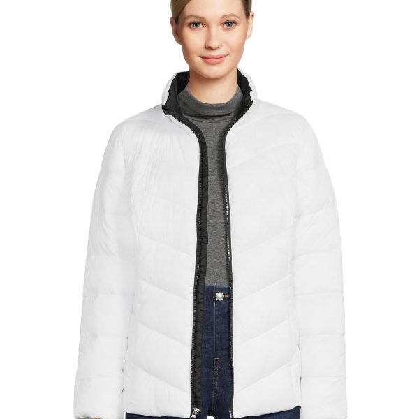 Time and Tru Women's Chevron Puffer Jacket, Sizes XS-3X