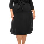 Women's Plus Size Wrap Dress 3/4 Sleeve V-Neck Waist Tie